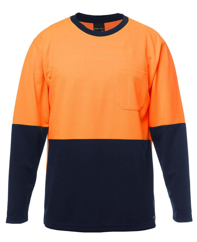JB's long sleeve t-shirt with fluorescent orange and navy