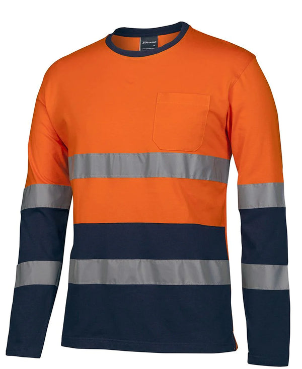 Fluorescent orange long sleeve shirt with reflective bands