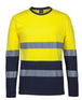 Fluorescent yellow long sleeve shirt with reflective bands