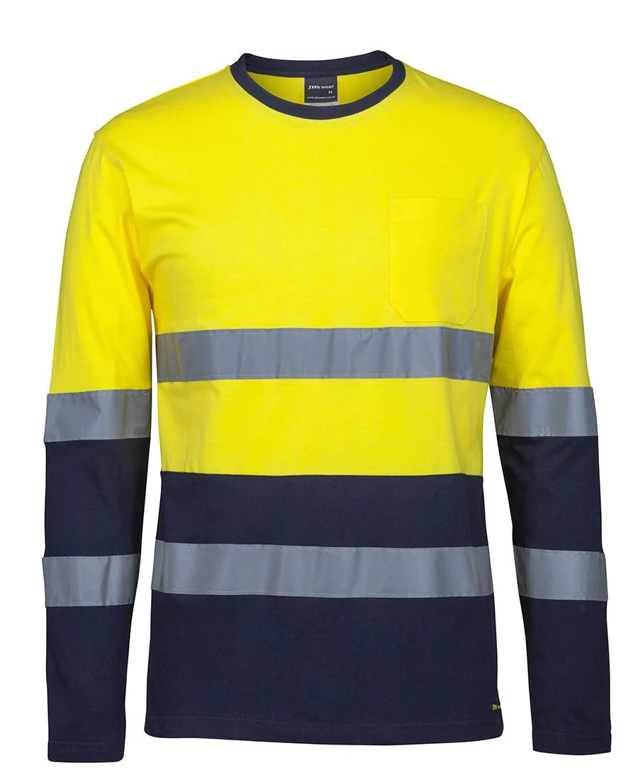 Fluorescent yellow long sleeve shirt with reflective bands
