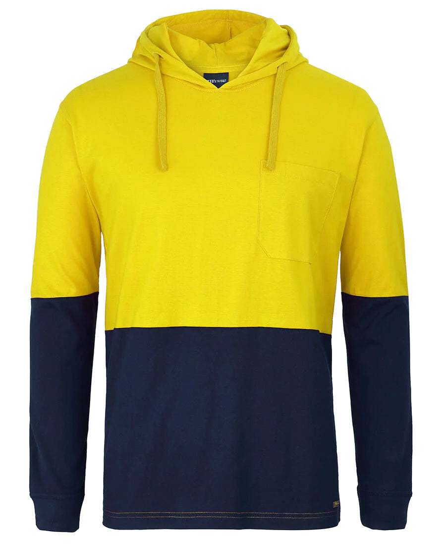 JB's fluorescent yellow and navy long sleeve hoodie