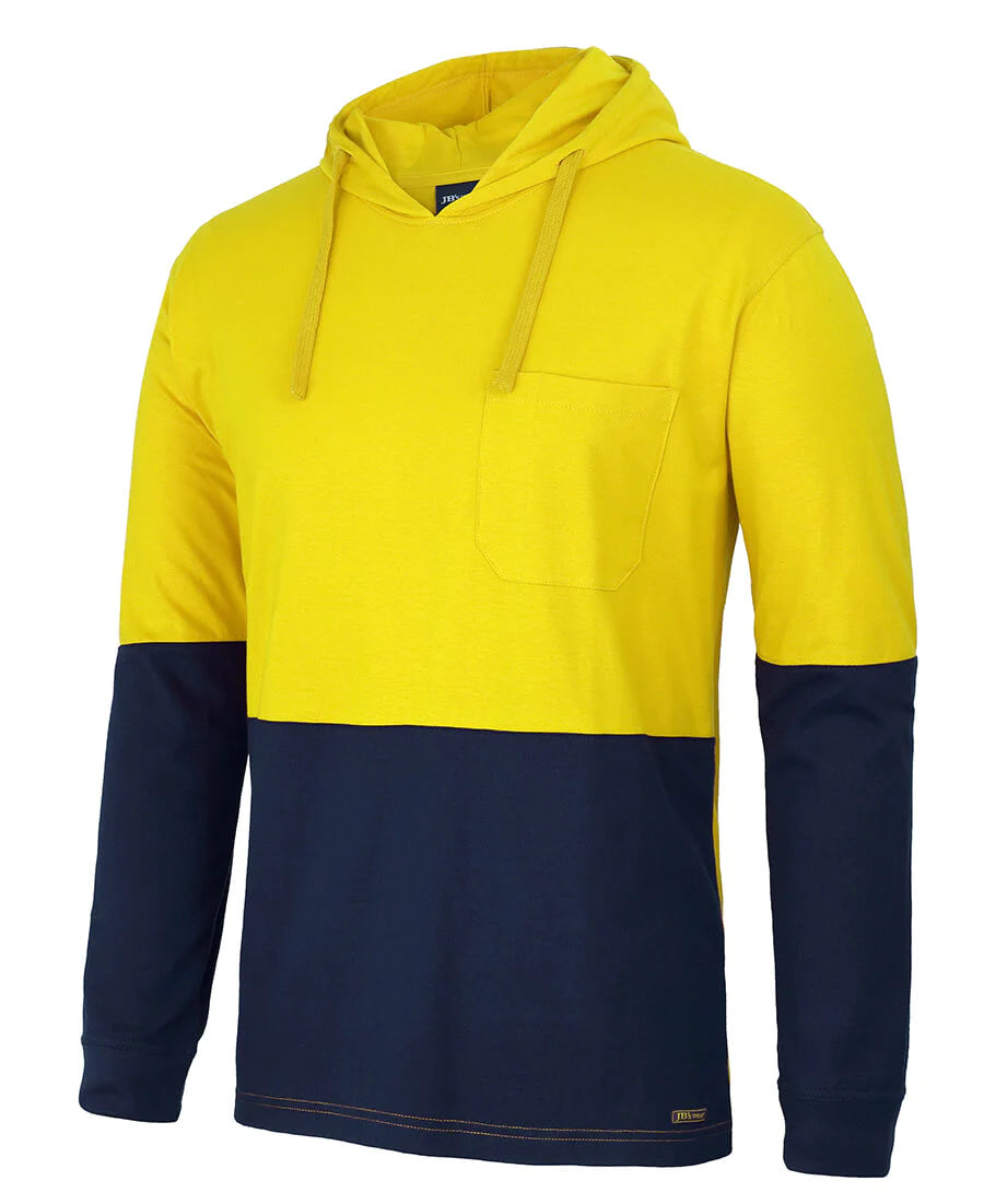 JB's fluorescent yellow and navy long sleeve hoodie