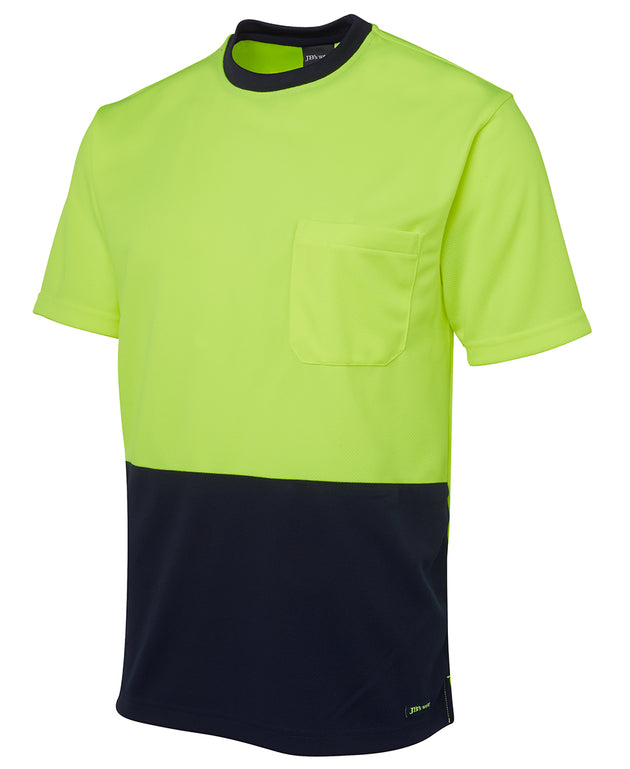 JB's fluorescent lime and navy t'shirt