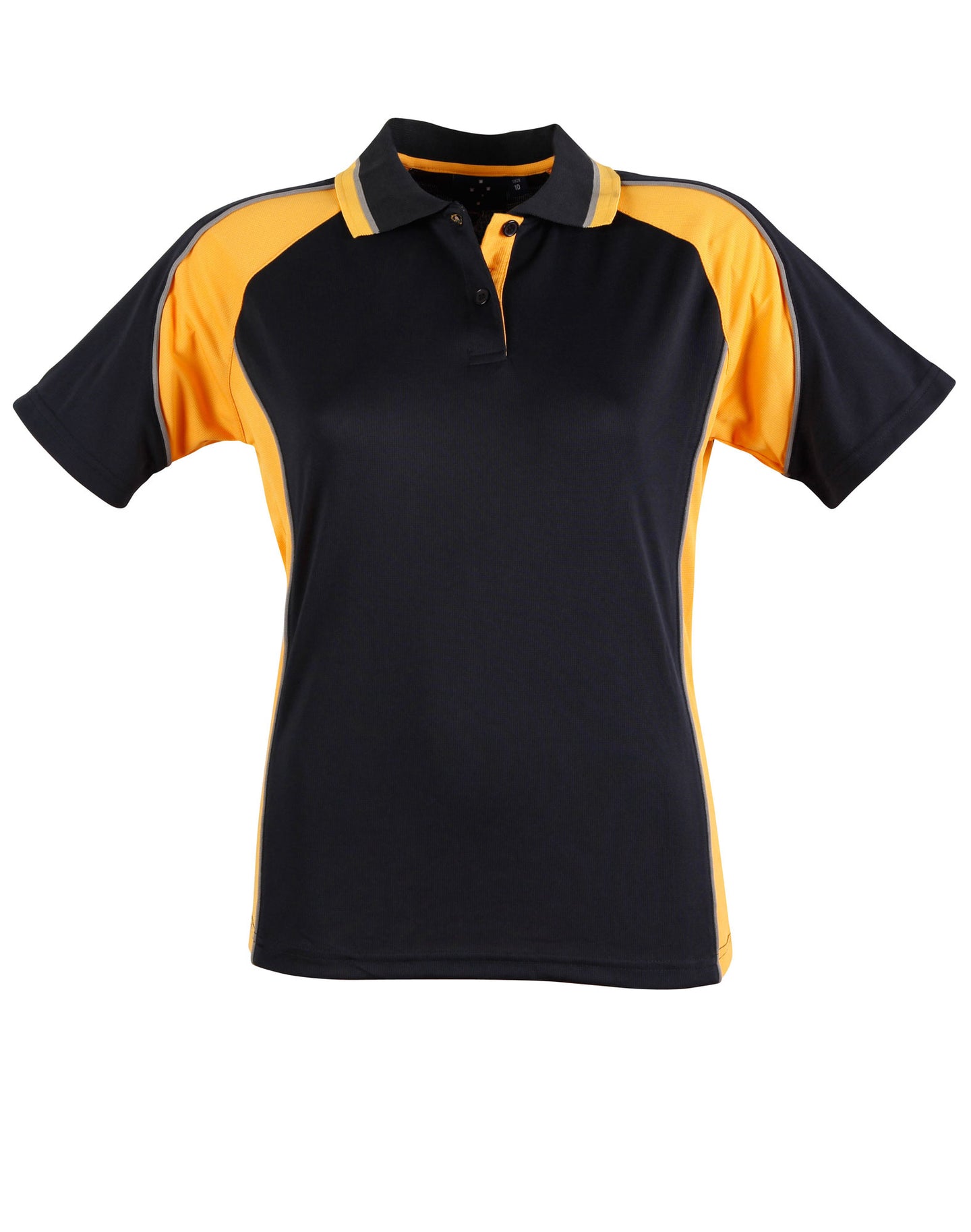 Ladies Winning Spirit polo in black and yellow