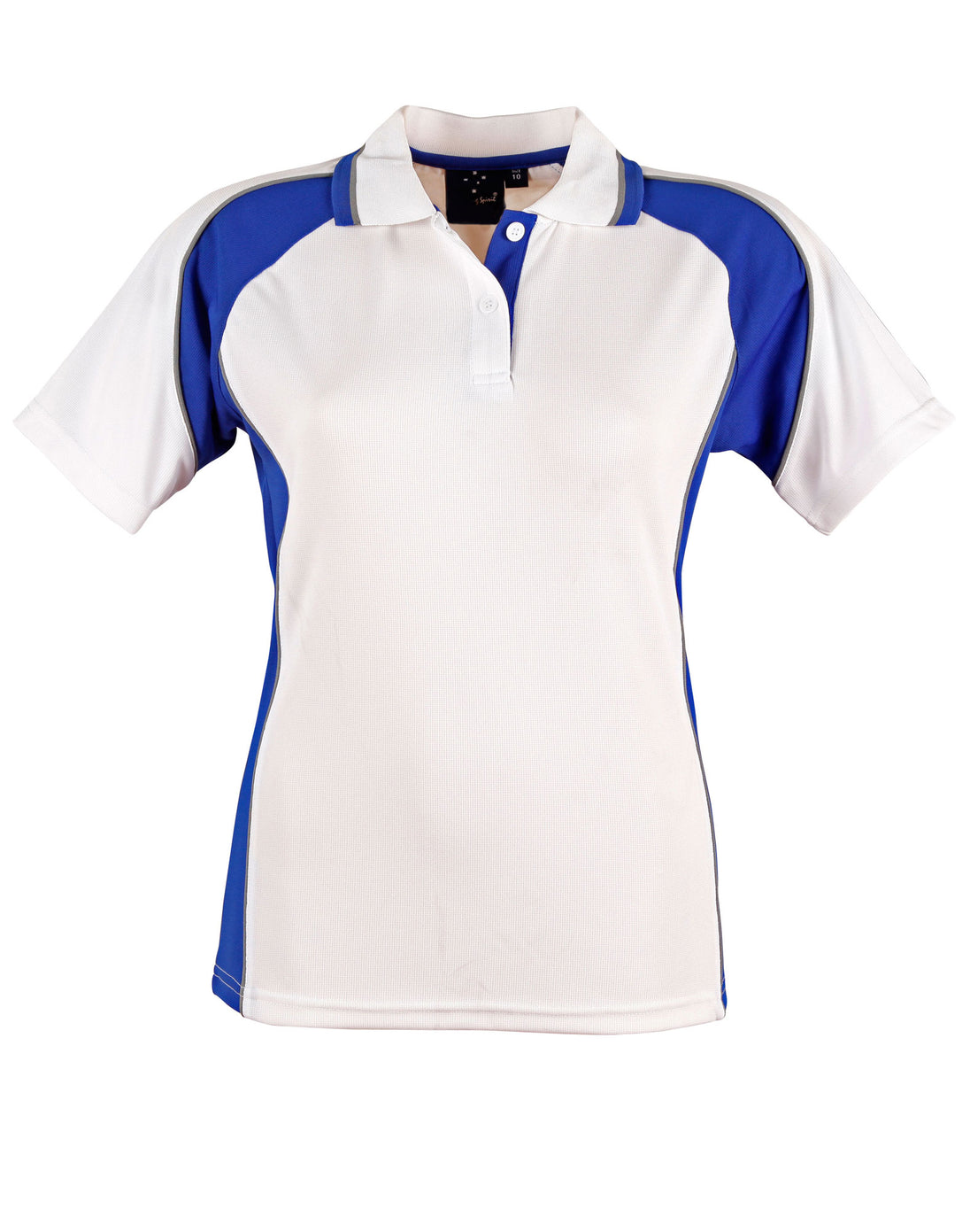 Ladies Winning Spirit polo in blue and white