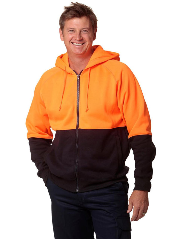 SW24 Two Tone Branded Hi Visibility Hoodie in fluorescent orange