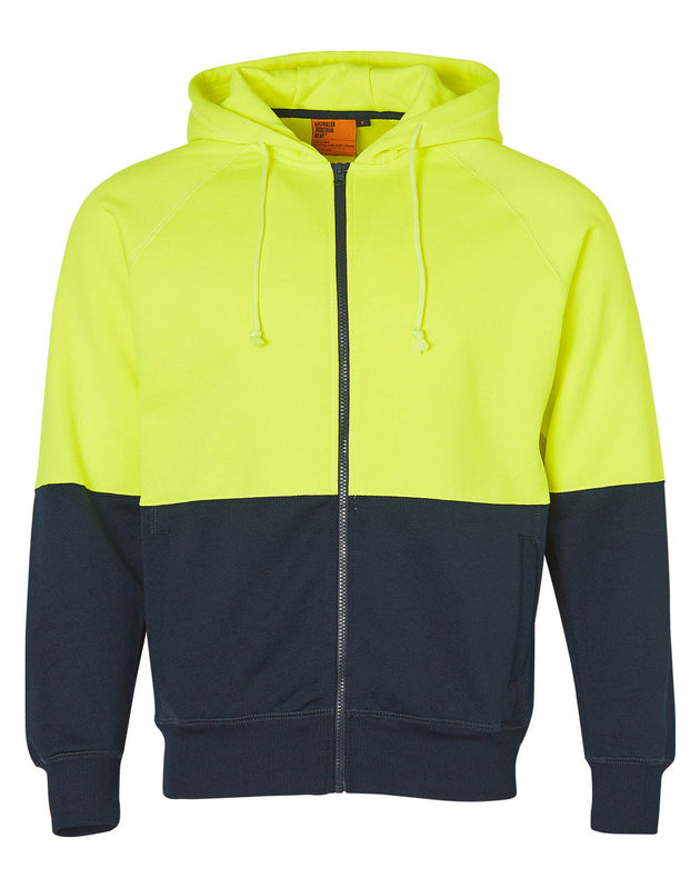 Winning Spirit SW24 Two Tone Branded Hi Visibility Hoodie in fluorescent yellow