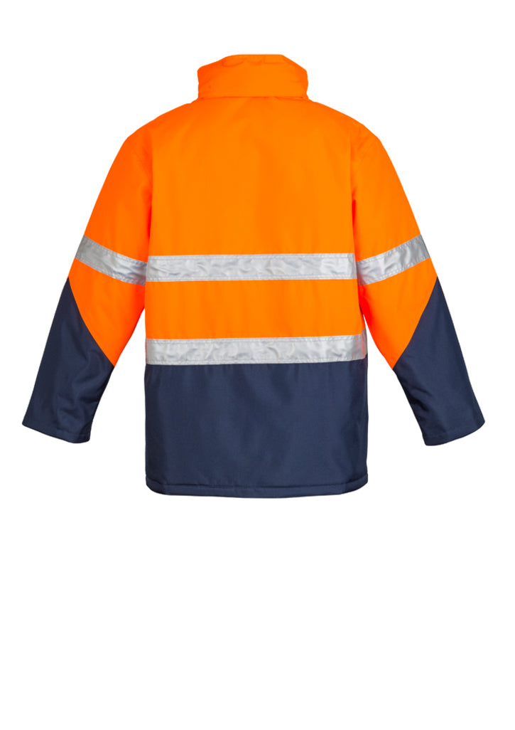Syzmik fluorescent jacket with reflective tape in navy and orange