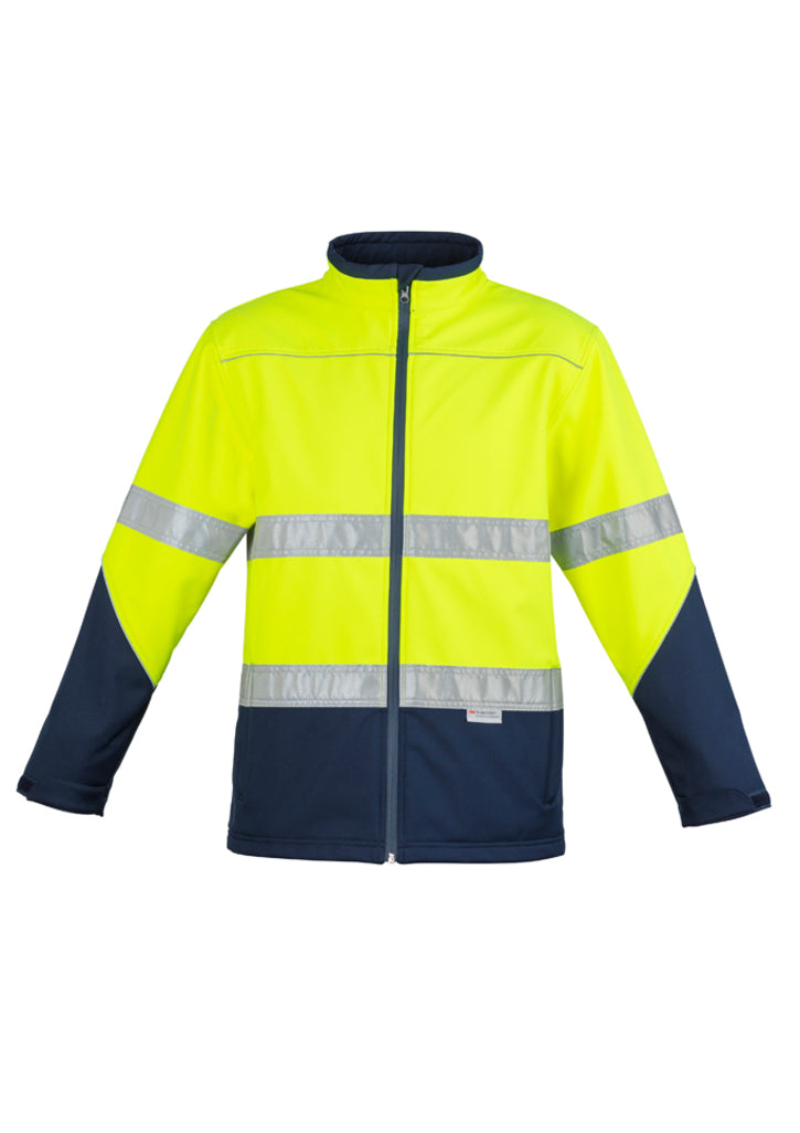 Syzmik jacket with reflective tape in fluorescent yellow
