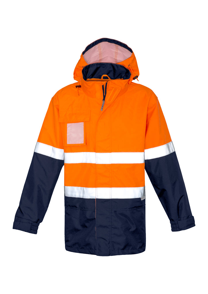 Syzmik waterproof jacket in fluorescent orange with reflective strips