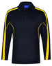 a black and yellow long sleeved polo shirt