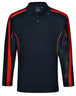 a black and red polo shirt with red trims