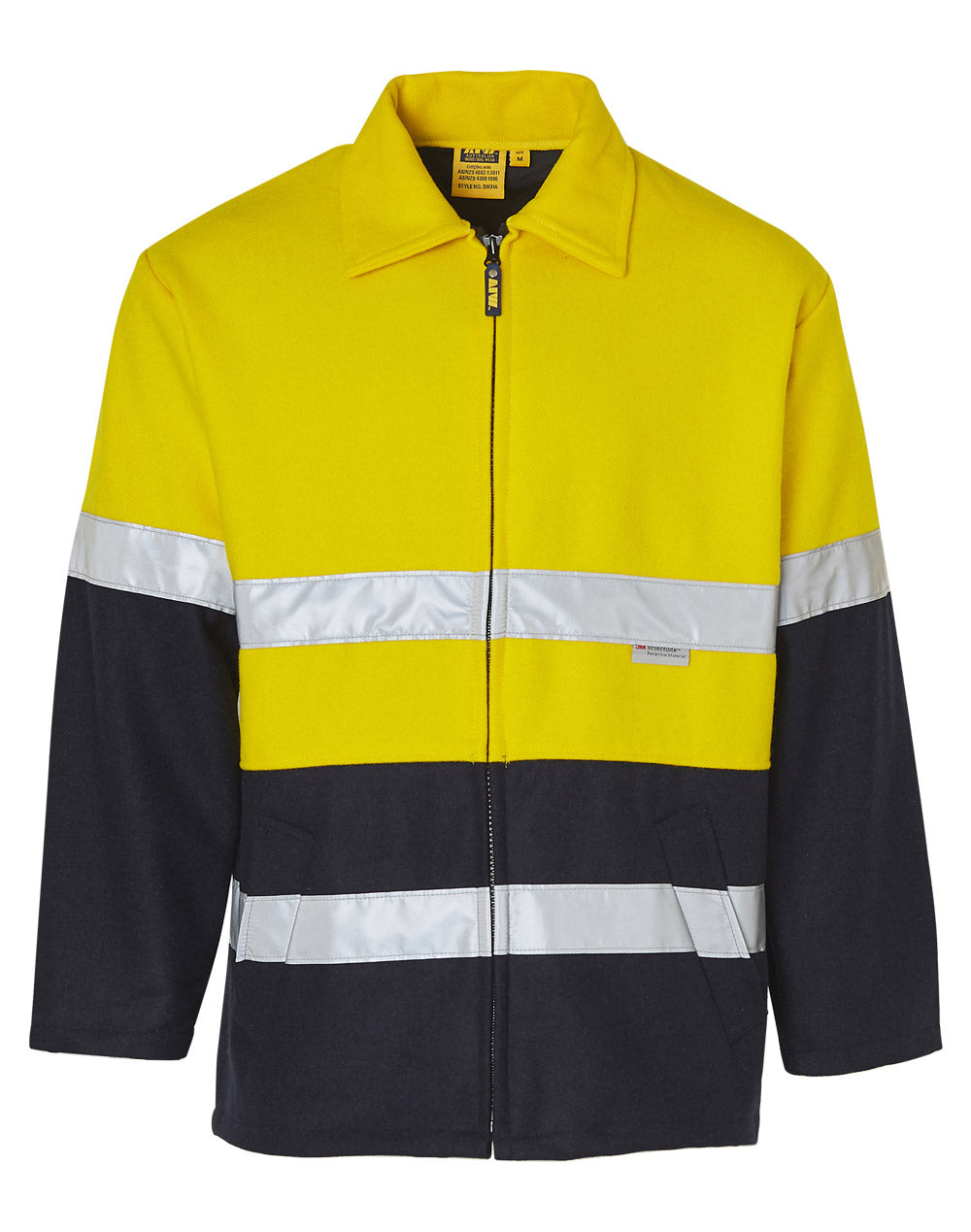 Winning Spirit SW31A HI-VIS TWO TONE REFLECTIVE BLUEY JACKET in fluorescent yellow