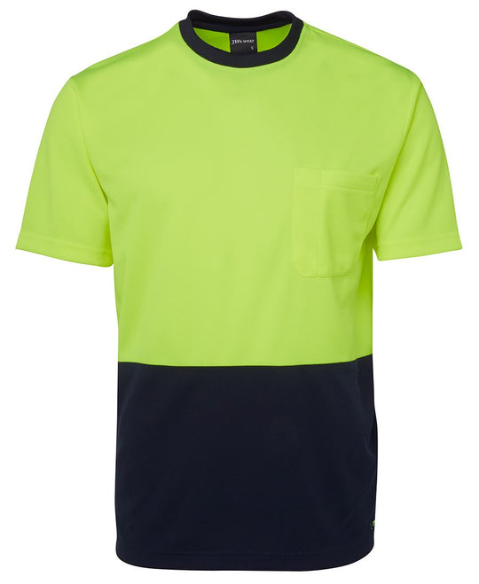 JB's fluorescent lime and navy t'shirt