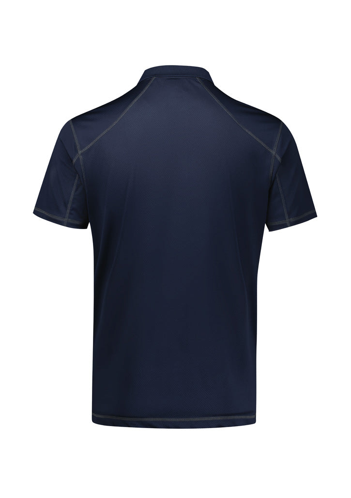 Navy blue polo shirt on a white background