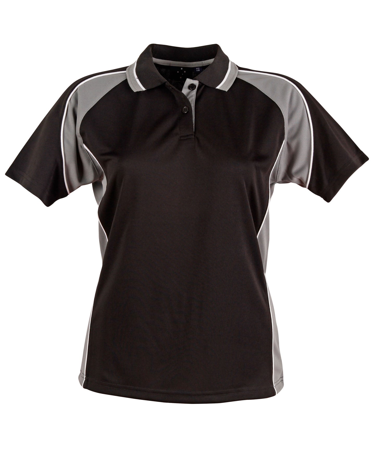 Ladies Winning Spirit polo in black and grey