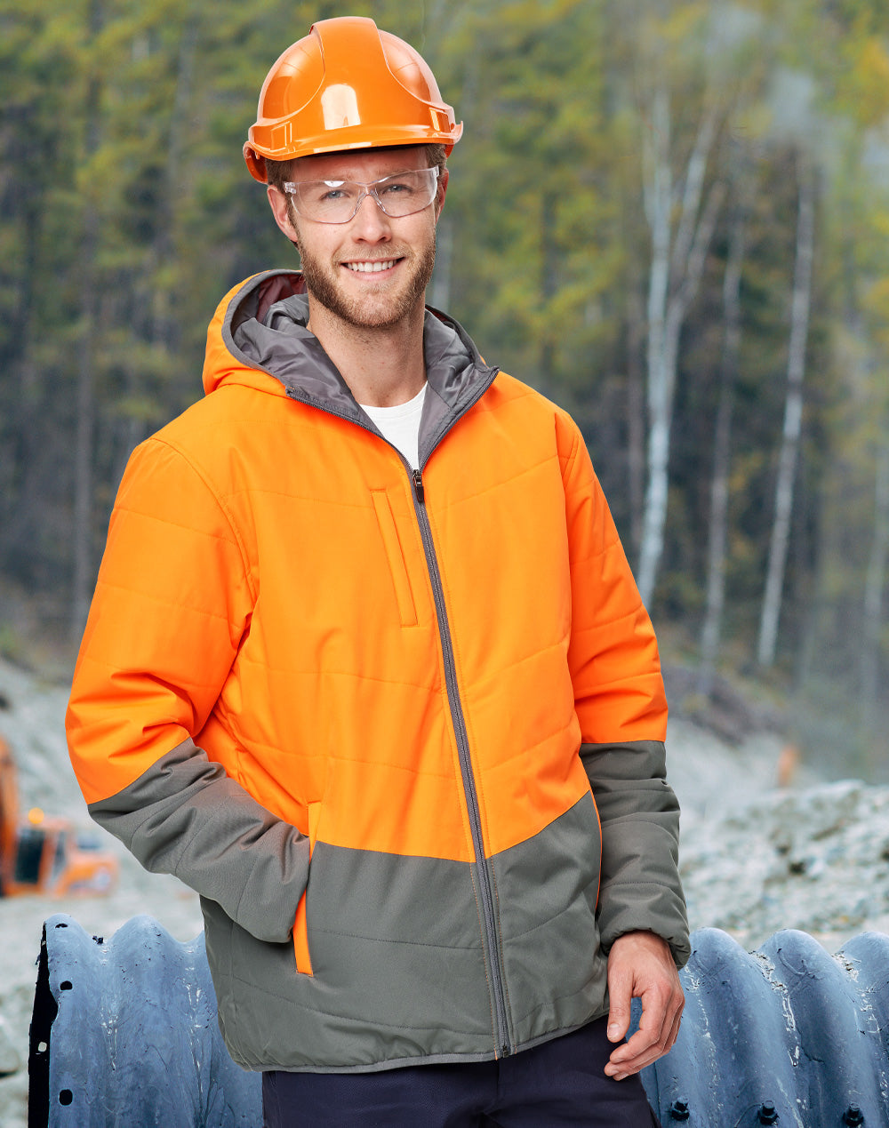 Man wearing Winning Spirit fluorescent hoodie