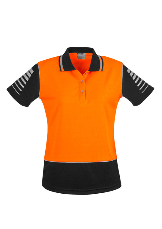 Womens Hi Vis Zone Polo in fluorescent orange