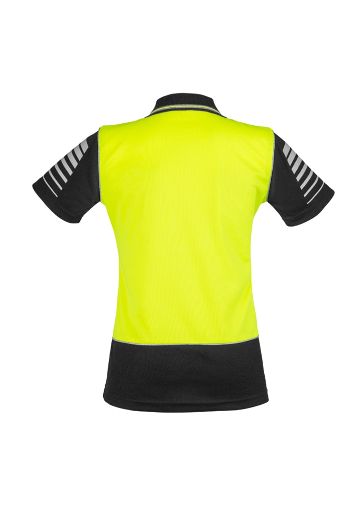 Womens Hi Vis Zone Polo in fluorescent yellow