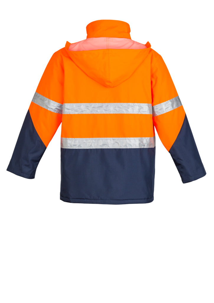 Syzmik fluorescent jacket with reflective tape in navy and orange