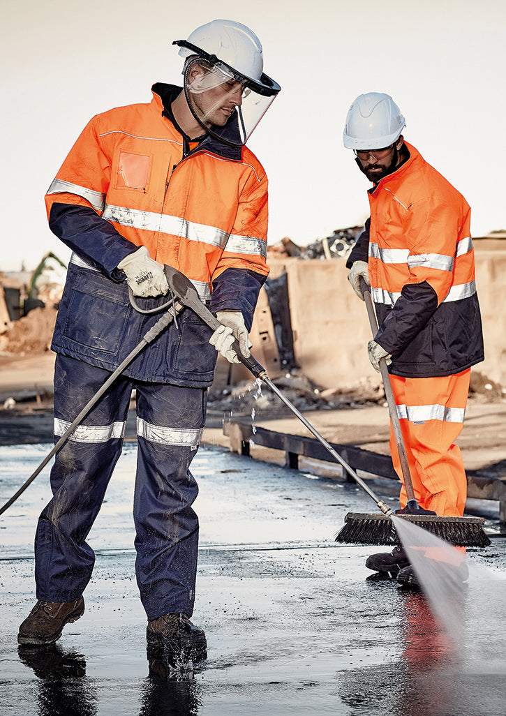 Syzmik fluorescent jacket with reflective tape in navy and orange