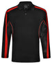 a black and red polo shirt with red trims