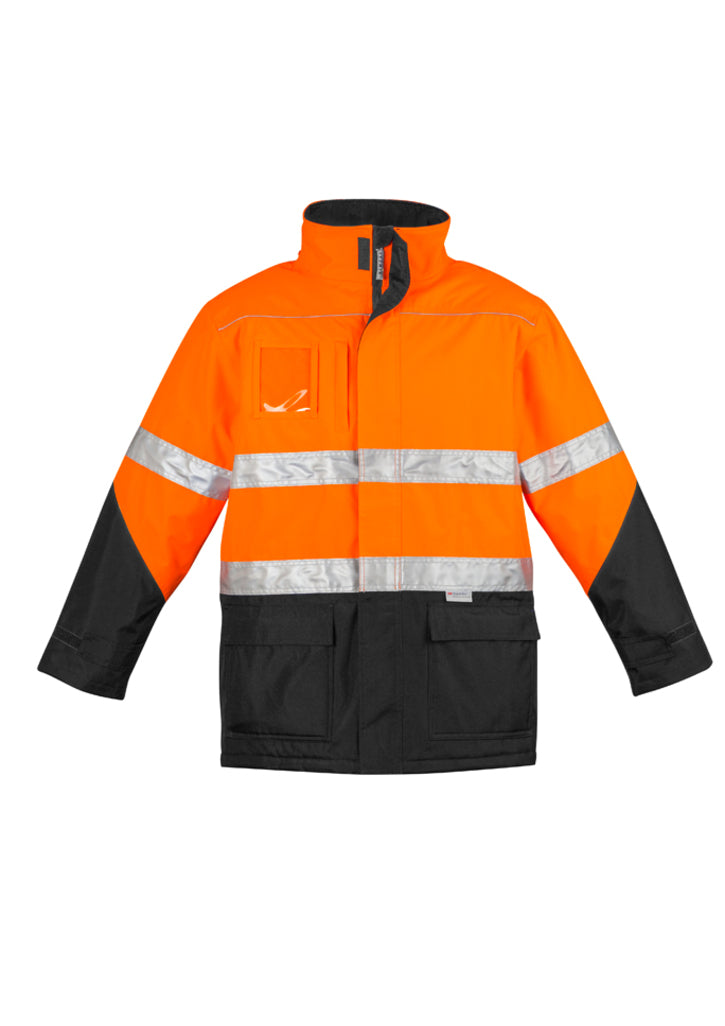 Syzmik fluorescent jacket with reflective tape in navy and orange