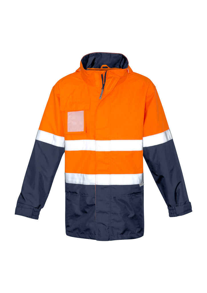 Syzmik waterproof jacket in fluorescent orange with reflective strips