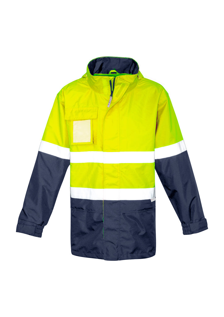 Syzmik waterproof jacket in fluorescent yellow with reflective strips